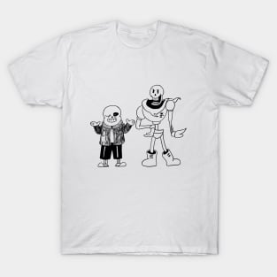 Sans and Papyrus Undertale Simple Black and White Design T-Shirt